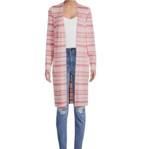 Time and Tru Ribbed Striped Duster Sweater Cardigan (Pink) size M